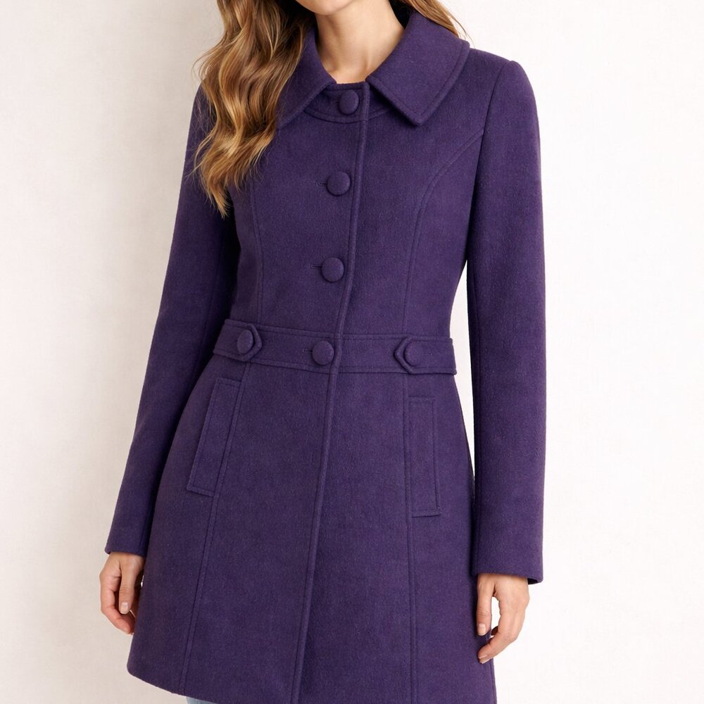 NWT ToU Collection Women's Wool Blend Coat Purple US Size S